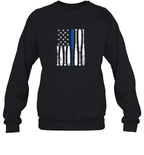 Thin Blue Line LEO USA Flag Police Support Baseball Bat Sweatshirt