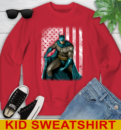 Miami Dolphins NFL Football Batman DC American Flag Shirt Youth Sweatshirt 7