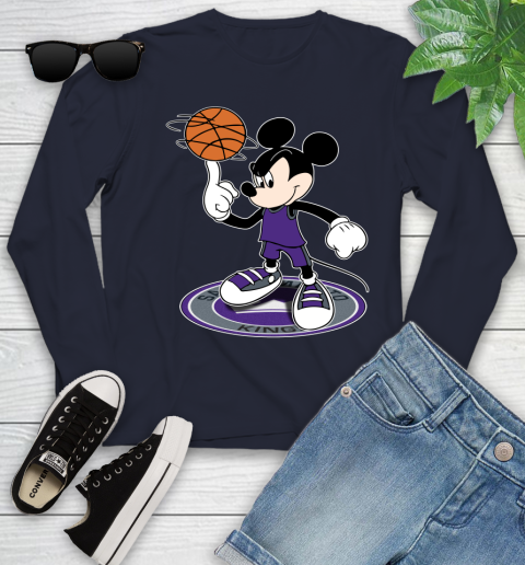 NBA Basketball Sacramento Kings Cheerful Mickey Disney Shirt Youth Long Sleeve 3