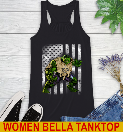 New Orleans Saints Hulk Marvel Avengers NFL Football American Flag Racerback Tank