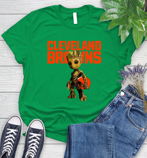 Cleveland Browns NFL Football Groot Marvel Guardians Of The Galaxy Women's T-Shirt 6