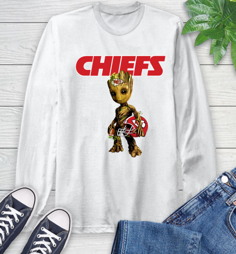 Kansas City Chiefs NFL Football Groot Marvel Guardians Of The Galaxy Long Sleeve T-Shirt