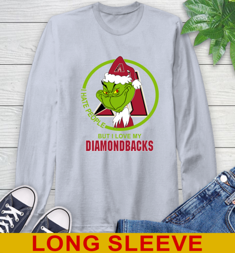 Arizona Diamondbacks MLB Christmas Grinch I Hate People But I Love My Favorite Baseball Team Long Sleeve T-Shirt 6