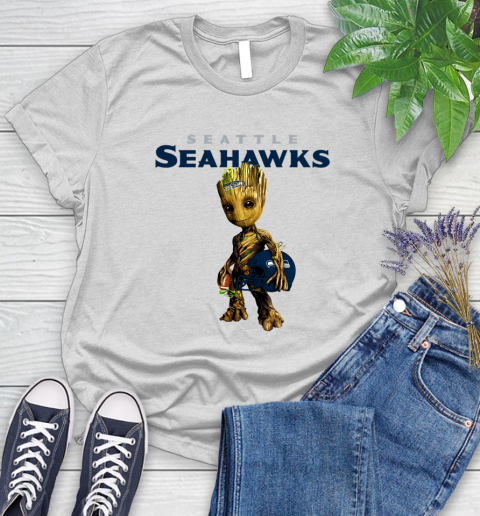 Seattle Seahawks NFL Football Groot Marvel Guardians Of The Galaxy Women's T-Shirt