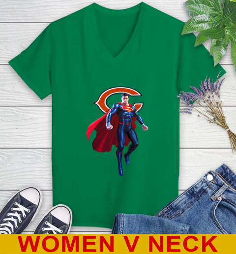 NFL Superman DC Sports Football Chicago Bears Women's V-Neck T-Shirt 6