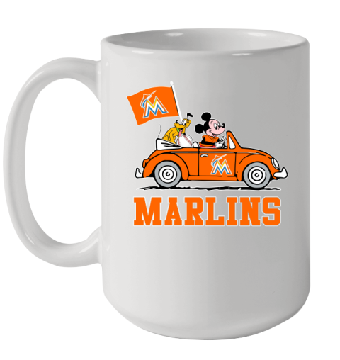 MLB Baseball Miami Marlins Pluto Mickey Driving Disney Shirt Ceramic Mug 15oz