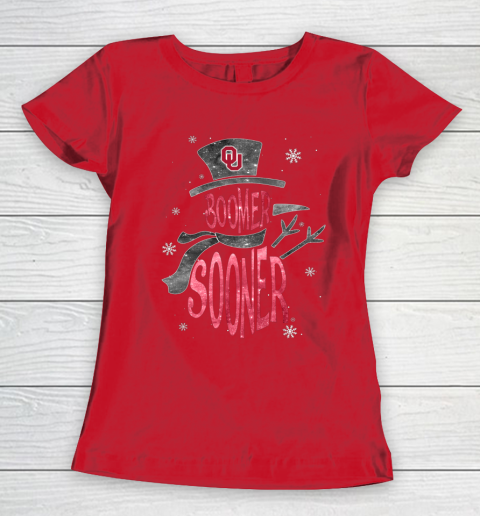 Oklahoma Sooners Christmas Snowman Women's T-Shirt 9