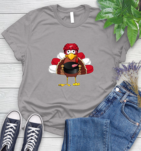 Detroit Red Wings Turkey Thanksgiving Day Women's T-Shirt 5
