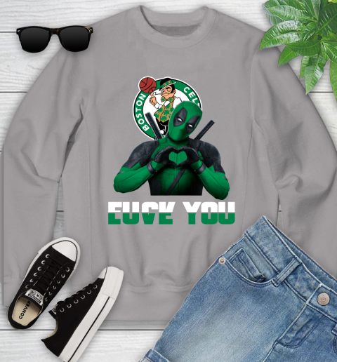 NBA Boston Celtics Deadpool Love You Fuck You Basketball Sports Youth Sweatshirt 3