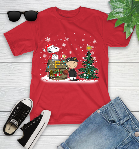 MLB Pittsburgh Pirates Snoopy Charlie Brown Christmas Baseball Commissioner's Trophy Youth T-Shirt 13
