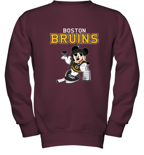 Mickey Boston Bruins With The Stanley Cup Hockey NHL Youth Sweatshirt