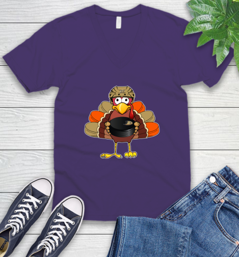 Anaheim Ducks Turkey Thanksgiving Day V-Neck T-Shirt 10
