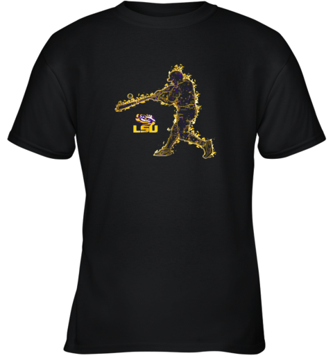 LSU Tigers Baseball Player On Fire Shirt  Apparel Youth T-Shirt