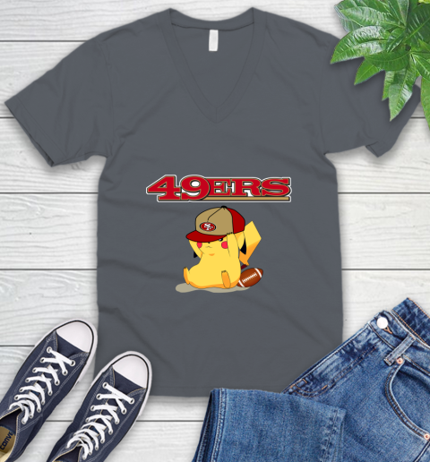 NFL Pikachu Football San Francisco 49ers V-Neck T-Shirt 5