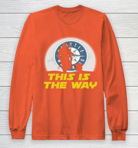 Seattle Mariners MLB Baseball Star Wars Yoda And Mandalorian This Is The Way Long Sleeve T-Shirt 3