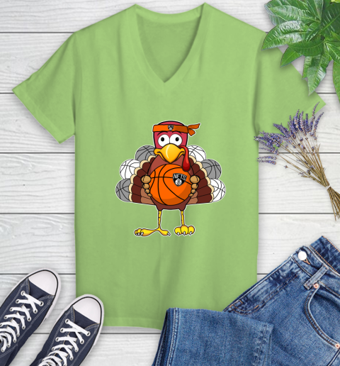 Brooklyn Nets Turkey thanksgiving day Women's V-Neck T-Shirt 11