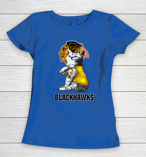 NHL My Cat Loves Chicago Blackhawks Hockey Women's T-Shirt 8