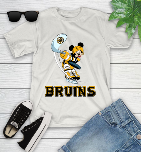 NHL Hockey Boston Bruins Cheerful Mickey Mouse Shirt Youth T-Shirt 12