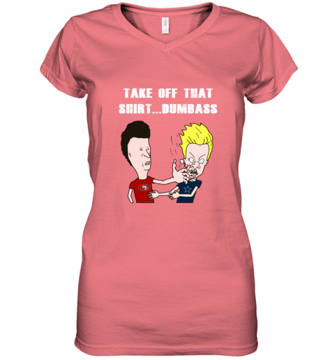 oj2x san francisco 49ers take offshirt dumbass face slap women v neck t shirt 39 front coral