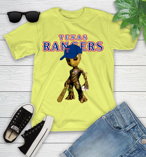 MLB Texas Rangers Groot Guardians Of The Galaxy Baseball Youth T-Shirt 8