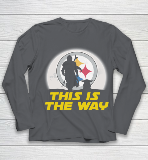 Pittsburgh Steelers NFL Football Star Wars Yoda And Mandalorian This Is The Way Youth Long Sleeve - Image 7