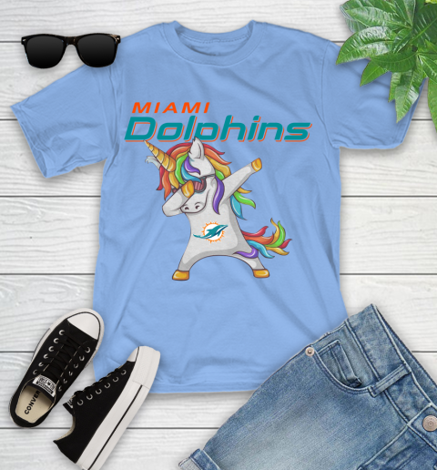 Miami Dolphins NFL Football Funny Unicorn Dabbing Sports Youth T-Shirt 11