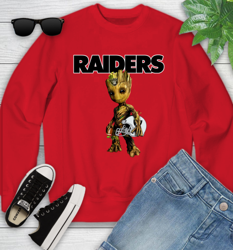 Oakland Raiders NFL Football Groot Marvel Guardians Of The Galaxy Youth Sweatshirt 9