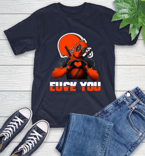 NHL Cleveland Browns Deadpool Love You Fuck You Football Sports T-Shirt 3