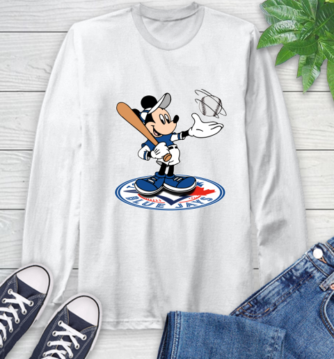 MLB Baseball Toronto Blue Jays Cheerful Mickey Disney Shirt Long Sleeve T-Shirt 2