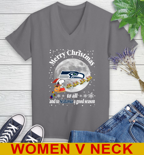 Seattle Seahawks Merry Christmas To All And To Seahawks A Good Season NFL Football Sports Women's V-Neck T-Shirt 11