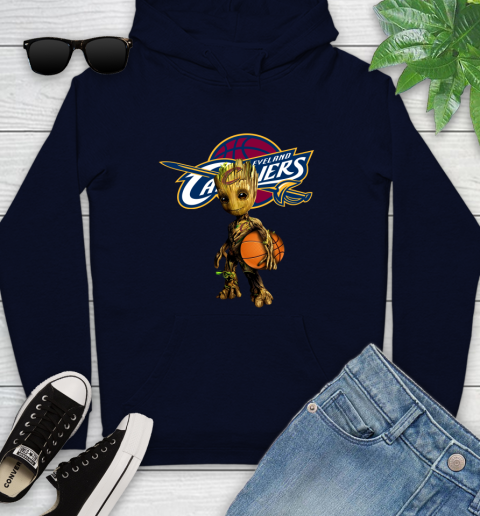 Cleveland Cavaliers NBA Basketball Groot Marvel Guardians Of The Galaxy Youth Hoodie 4