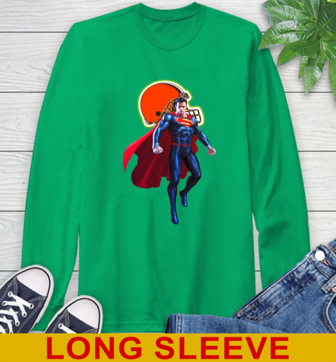 NFL Superman DC Sports Football Cleveland Browns Long Sleeve T-Shirt 7