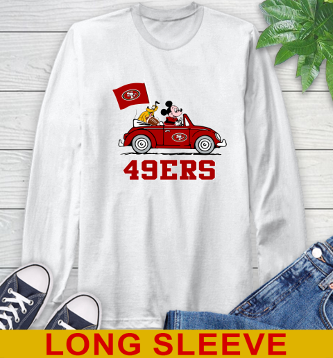 NFL Football San Francisco 49ers Pluto Mickey Driving Disney Shirt Long Sleeve T-Shirt