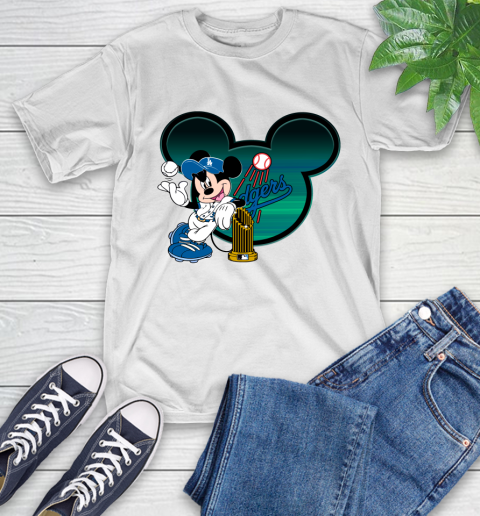 MLB Los Angeles Dodgers The Commissioner's Trophy Mickey Mouse Disney T-Shirt