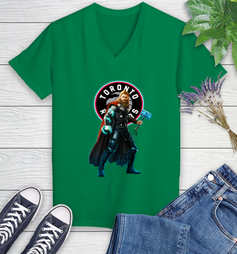 NBA Thor Avengers Endgame Basketball Toronto Raptors Women's V-Neck T-Shirt 5