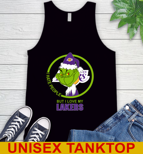 Los Angeles Lakers NBA Christmas Grinch I Hate People But I Love My Favorite Basketball Team Tank Top 2