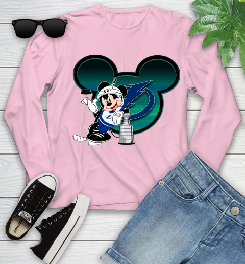 NHL Tampa Bay Lightning Stanley Cup Mickey Mouse Disney Hockey T Shirt Youth Long Sleeve 10