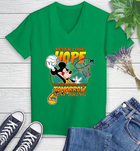 Denver Nuggets NBA Basketball Mickey Disney Never Lose Hope Women's V-Neck T-Shirt 5