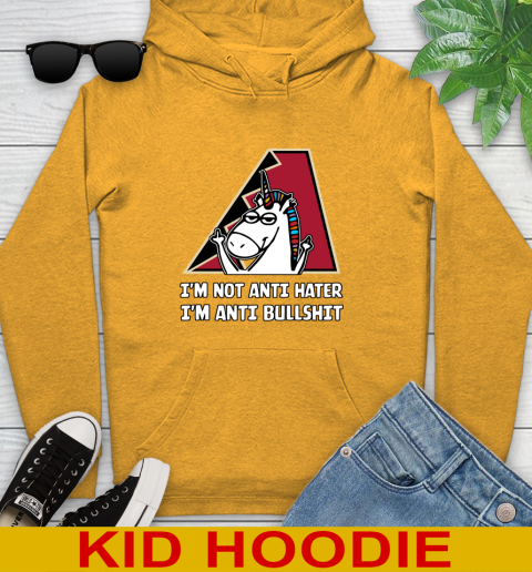 Arizona Diamondbacks MLB Baseball Unicorn I'm Not Anti Hater I'm Anti Bullshit Youth Hoodie 3