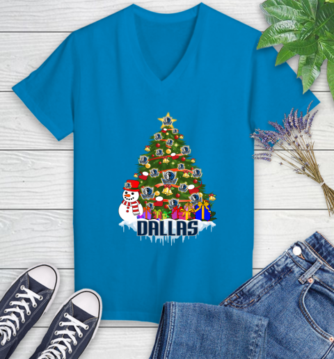 Dallas Mavericks Merry Christmas NBA Basketball Sports Women's V-Neck T-Shirt 7