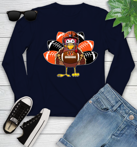 Cincinnati Bengals Turkey Thanksgiving Day Youth Long Sleeve 3