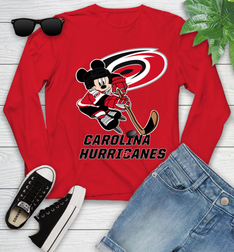 NHL Carolina Hurricanes Mickey Mouse Disney Hockey T Shirt Youth Long Sleeve 11