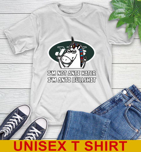 New York Jets NFL Football Unicorn I'm Not Anti Hater I'm Anti Bullshit T-Shirt