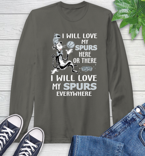 NBA Basketball San Antonio Spurs I Will Love My Spurs Everywhere Dr Seuss Shirt Long Sleeve T-Shirt 10