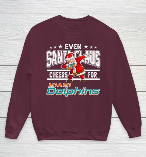 Miami Dolphins Even Santa Claus Cheers For Christmas NFL Youth Sweatshirt 4