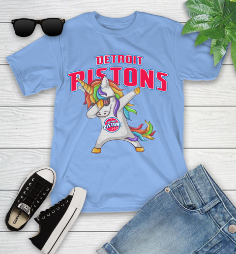 Detroit Pistons NBA Basketball Funny Unicorn Dabbing Sports Youth T-Shirt 11