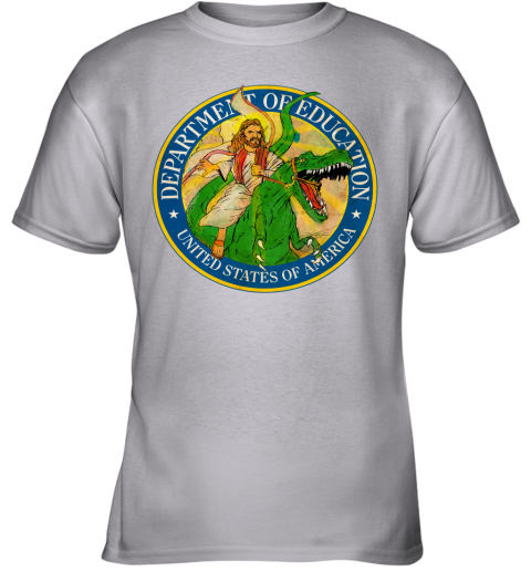 xkn4 department of education badass jesus riding a dinosaur shirts youth t shirt 26 front sport grey
