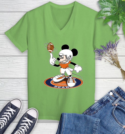 NFL Football Chicago Bears Cheerful Mickey Disney Shirt Women's V-Neck T-Shirt 9
