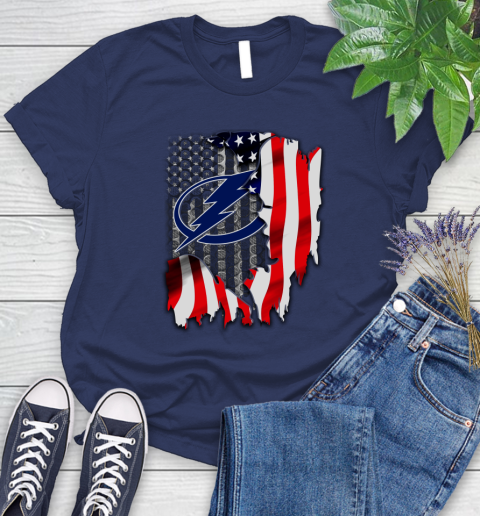 Tampa Bay Lightning NHL Hockey American Flag Women's T-Shirt 14