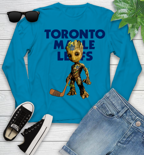 Toronto Maple Leafs NHL Hockey Groot Marvel Guardians Of The Galaxy Youth Long Sleeve 7